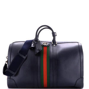 Gucci Large Savoy Web Convertible Duffle Bag Leather